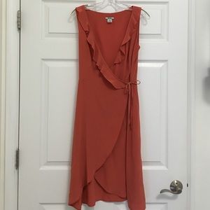 Gorgeous salmon colored 100% silk dress