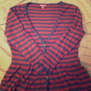 Striped Peplum Cardigan