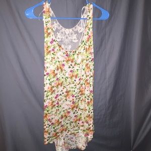 Floral Print top w/ Lace Back