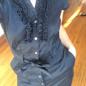 Black cotton ruffle dress