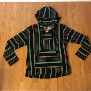 Senor Lopez Coral and Turquoise Poncho size small