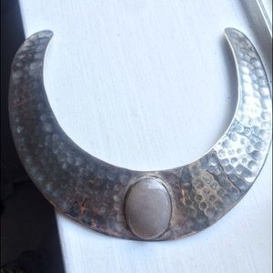 Hammered metal choker necklace