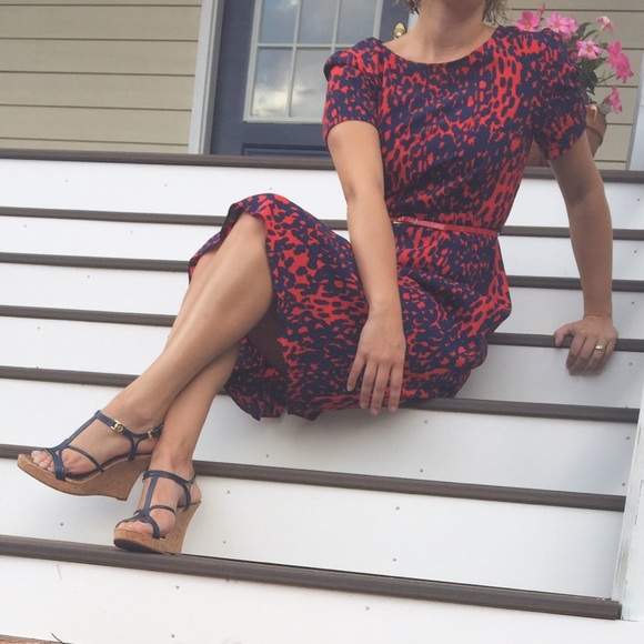 ASOS navy and red-orange dress