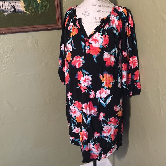 Black & Floral Tunic Dress