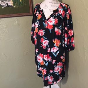 Black & Floral Tunic Dress