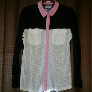 NWOT Color block Button Up