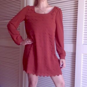 Blu Pepper terra cotta colored  shift mini dress