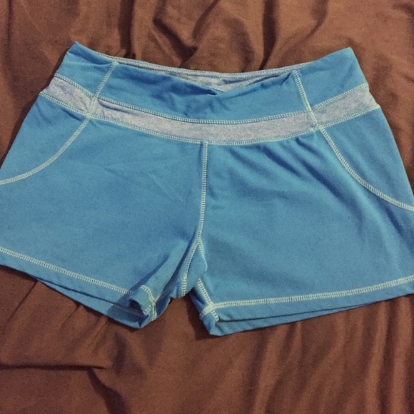 Blue spandex workout shorts