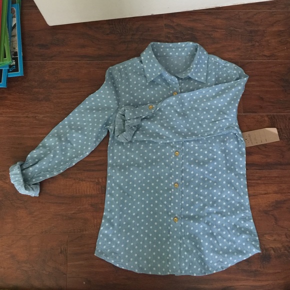 Chambray polka dot top