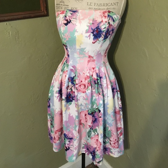 Floral Strapless Party Dress