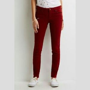 Low-Rise Skinny Pants in Rust Color