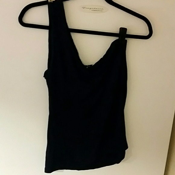 Navy one shoulder top with sequence - Picture 2 of 2