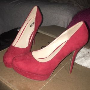 Red high heels.