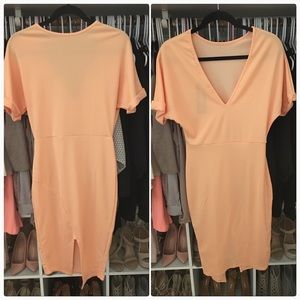 Clarice Crepe Wrap Skirt Detail Fitted Dress