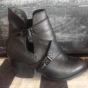 Genuine leather black ankle boots