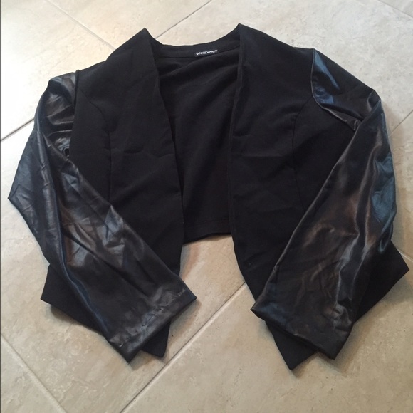 Black Blazer; Leather (Fake) Sleeves