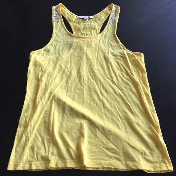 Yellow tank top with beaded back