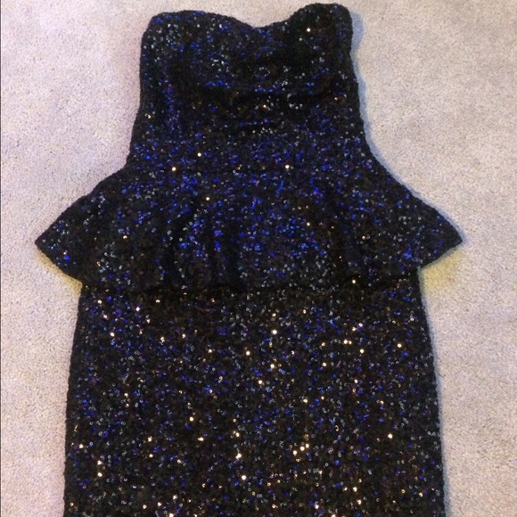 Venus Black Sequin Peplum Dress
