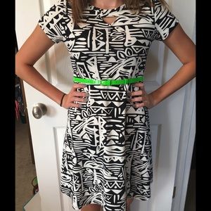 Aztec Dress With Lime Green Belt