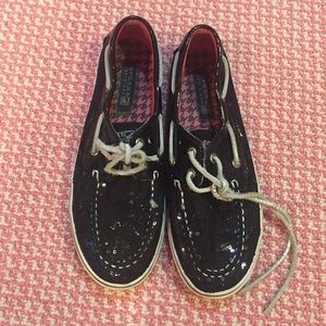 Sparkly black sperrys
