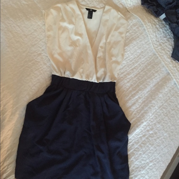 White and dark blue dress