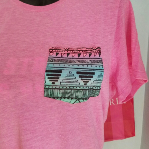 Victorias Secret PINK Pink Shirt W/ Pocket Design - Picture 2 of 3