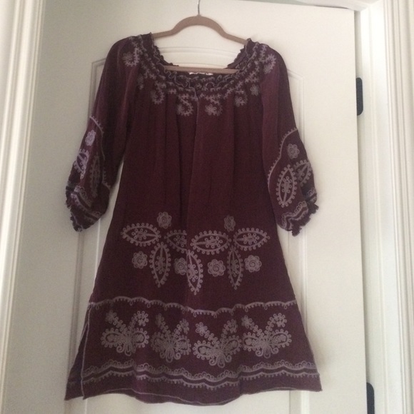 Boho-chic burgundy dress/tunic
