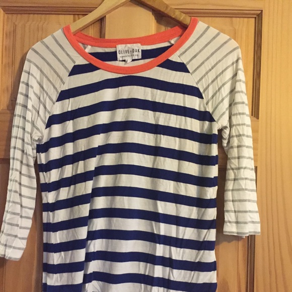 Olive + Oak stripped quarter length sleeve top