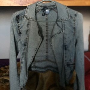 H&M Acid Wash Denim Moto Jacket