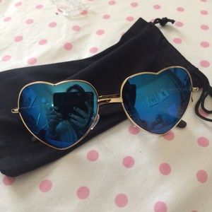 Heart aviator reflect mirror sunglasses