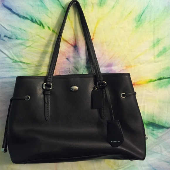 Black leather coach purse