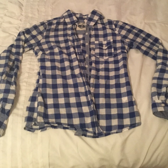 Blue and white checkered Top