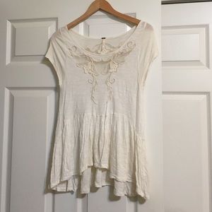 Embroidered cream free people top