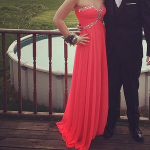 Neon coral prom dress