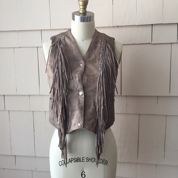 Women's vintage leather fringe best- Small