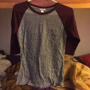 Forever 21 Burgundy Baseball Tee