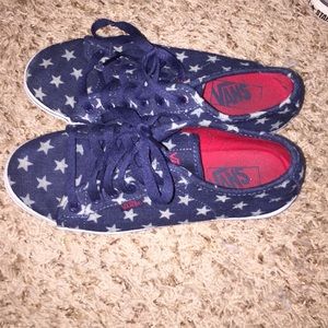 Blue vans w/ grey stars