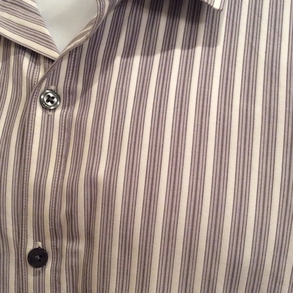 Men's Grey & White Stripe Dress Shirt - Picture 2 of 2