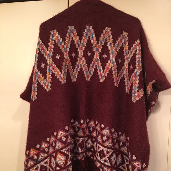 CCO Fuzzy Soft Open Cardigan- BURGUNDY - Picture 3 of 4