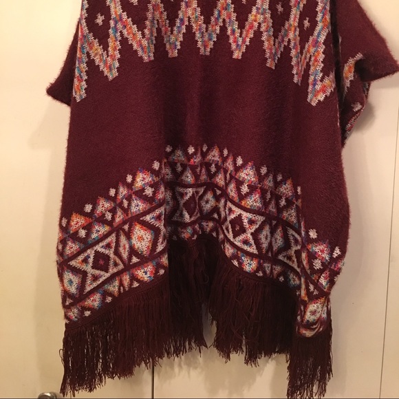 CCO Fuzzy Soft Open Cardigan- BURGUNDY - Picture 4 of 4