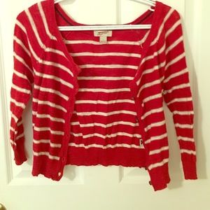 Red and white cardigan!