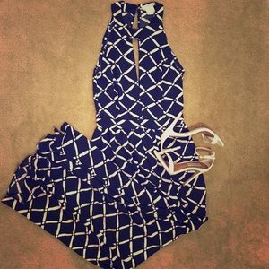 Agaci maxi small blue and white dress