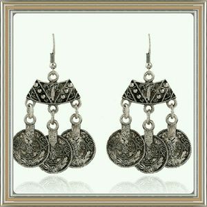 Free PeopIe style tribal coin dangling earrings