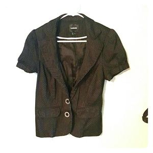 Black pinstriped blazer