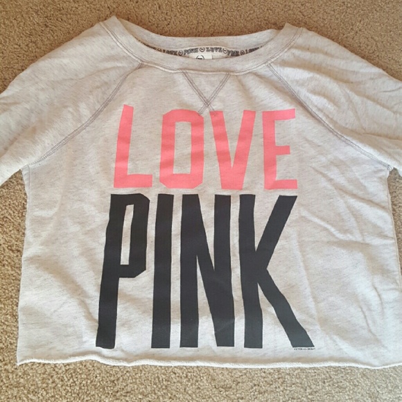 PINK gray sweater crop top