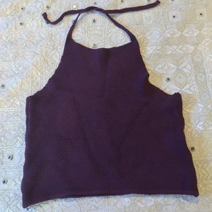 Knit purple tie halter top