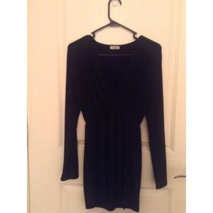 Black long sleeve wrap dress