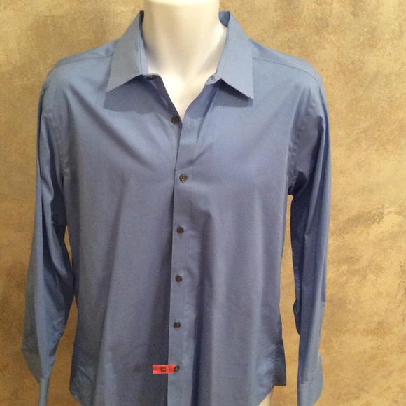Men's Blue Slim Fit Dress Shirt - Picture 1 of 2