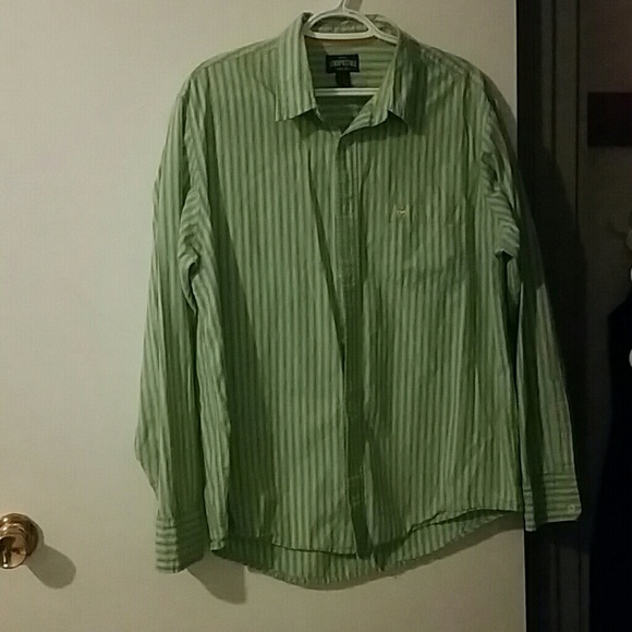 SALE!! Men's Green and White Pinstripe Button Down
