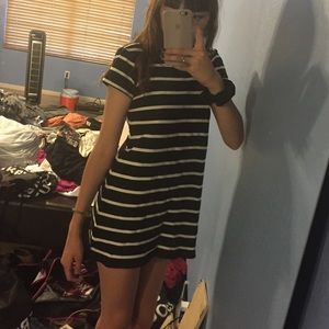 black & white striped dress